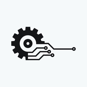 Gear smart Eps icon. Digital tech - vector business logo template concept illustration. Gear electronic factory sign. Cog wheel technology symbol