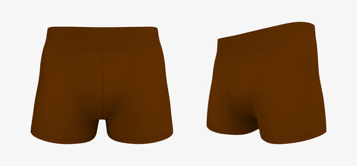 Waisted shorts mockup. 3d rendering, 3d illustration.