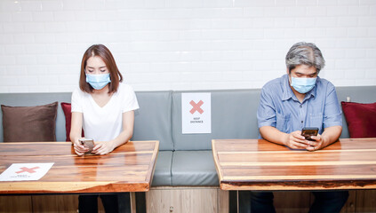 The concept of arranging a seating area in a restaurant