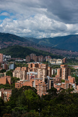 Fototapeta premium Rolling hills and village of Bogota Colombia. Vertical view