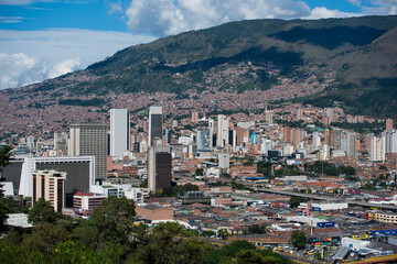 Fototapeta na wymiar Rolling hills and cityscape of Bogota Colombia. Close up