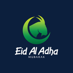 Eid Al Adha vector. Eid Al Adha illustration. vector graphic of good for islamic day, eid mubarak, eid fitr, greeting card, background. graphic with goat and crescent moon