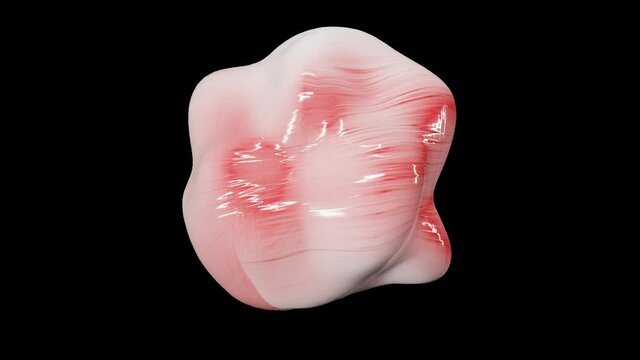 Virtual futuristic abstract organic candy loop animation with transparent background.