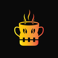 Coffee Skull Logo Concept. Skull, Mug and Coffee. Gradient, Modern, Flat, Unique and clean Logotype. Suitable for Logo, Icon, Symbol and Sign. Such as Food, Drink, Restaurant and Coffee Shop Logo