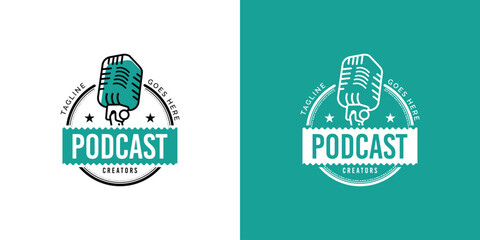 Illustrations of podcast logo design concept