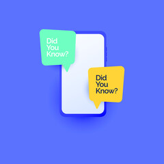 illustrations a smartphone with a bubble text vector template.