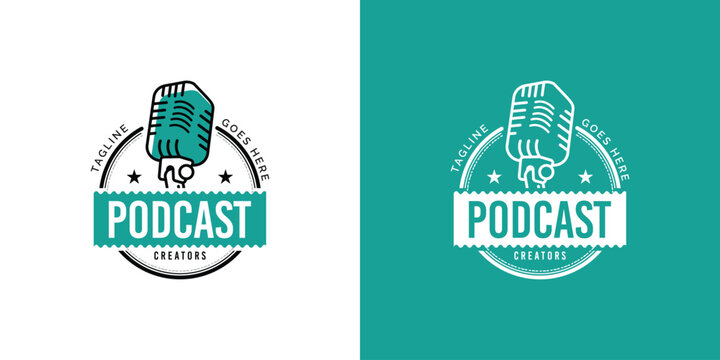 Illustrations of podcast logo design concept