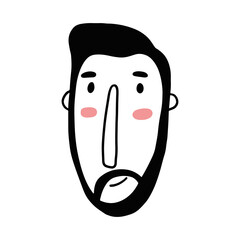 Hand drawn man face in doodle style