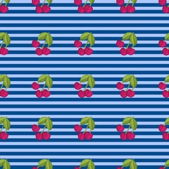 Seamless pattern with cherry berries. Sweet garden berry paper cutout style seamless background for textile, wrapping paper and wallpapers