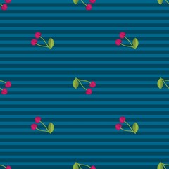 Naklejka na ściany i meble Seamless pattern with cherry berries. Sweet garden berry paper cutout style seamless background for textile, wrapping paper and wallpapers