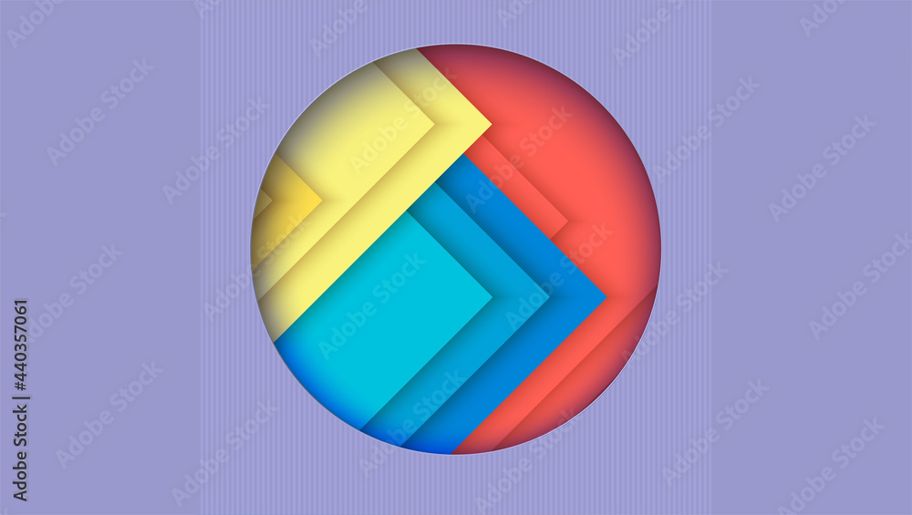 Poster abstract geometric pattern in paper style. color layers with shadow. vector background. 3d illustrat