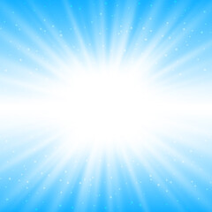 Naklejka premium Shiny rays on blue sky background - abstract template for Your design