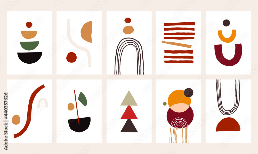 Poster boho abstract minimalist background. bohemian color design in minimalist style for comfy and aesthet