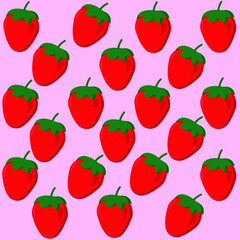 Seamless pattern with sweet  strawberries on a pink isolated background. Summer minimalistic background