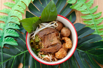 Street Food In Thailand, Noodle soup with beef