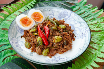 Street Food In Thailand, Stir fried Beef and curry paste