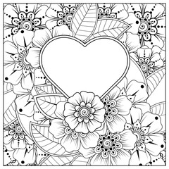 Mehndi flower for henna, mehndi, tattoo, decoration. decorative ornament in ethnic oriental style. doodle ornament. outline hand draw illustration. coloring book page.
