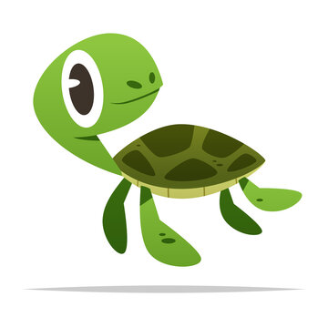 recommend clip art: Cute cartoon sea turtle vector isolated illustration