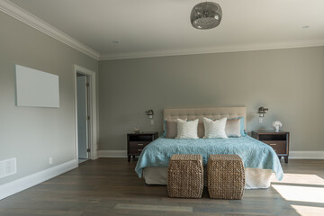 Bright Airy Modern Bedroom Staged for Real Estate Sale