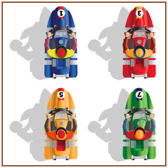 Set of watercrafts. View from above. Isolated on white background. Vector illustration.