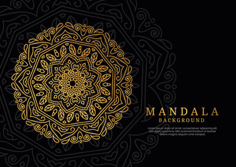 mandala background in black and gold color