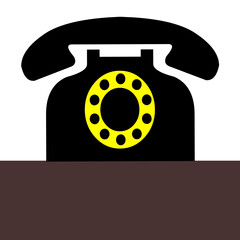 Retro phone icon on isolated background