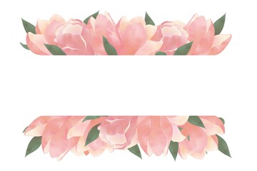 Rectangular frame made of pink flowers for inscriptions - a decorative element for printing