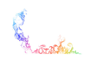 colorful smoke isolated on a white background