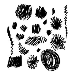 Ink spots, doodles isolated for design, packaging or decoration