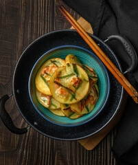asian food homemade seafood pan cake