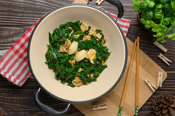 asian food stir fried vegetable with egg