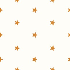 Gold stars on white background seamless pattern. Decorative wallpaper vector illustration