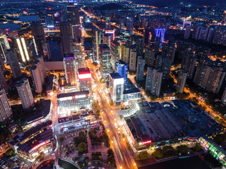 Fototapeta na wymiar Aerial photography of Xuzhou downtown city buildings at night