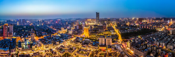 Fototapeta na wymiar Aerial photography of Xuzhou, Jiangsu, urban architectural landscape, skyline night view
