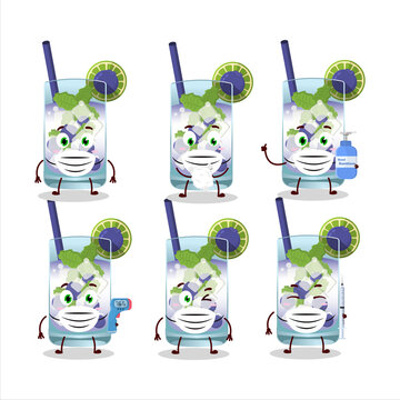 A picture of blueberry mojito cartoon design style keep staying healthy during a pandemic