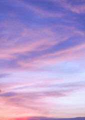 Colorful sunset sky and clouds, abstract nature background.