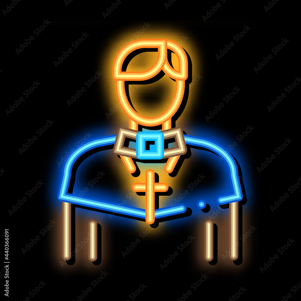 Poster christian monk neon light sign vector. glowing bright icon christian monk sign. transparent symbol i