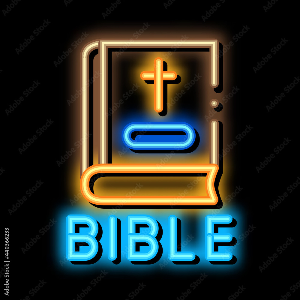 Canvas Prints holy bible of christians neon light sign vector. glowing bright icon holy bible of christians sign. 