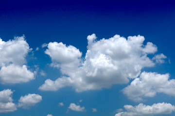 Naklejka na ściany i meble Blue sky with beautiful natural white raining clouds