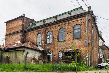 Turka, Ukraine - 25.05.2021: The ruins of Synagogue.
