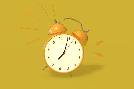 3d rendering yellow colck