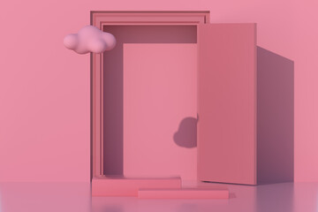 3d rendering differen color simple stage