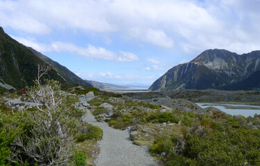 mountains and water landscape, Hooker Valley track,New zealand Oct 2014