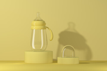 3d rendering baby using bottle