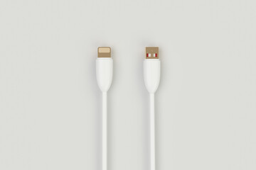 3d rendering usb cable with phone