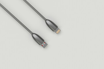 3d rendering usb cable with phone