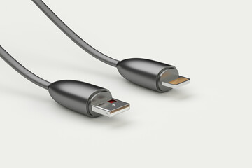 3d rendering usb cable with phone