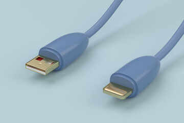 3d rendering usb cable with phone