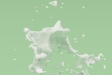 3d rendering splashing white milk