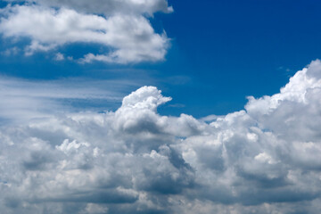 Blue sky with beautiful natural white raining clouds